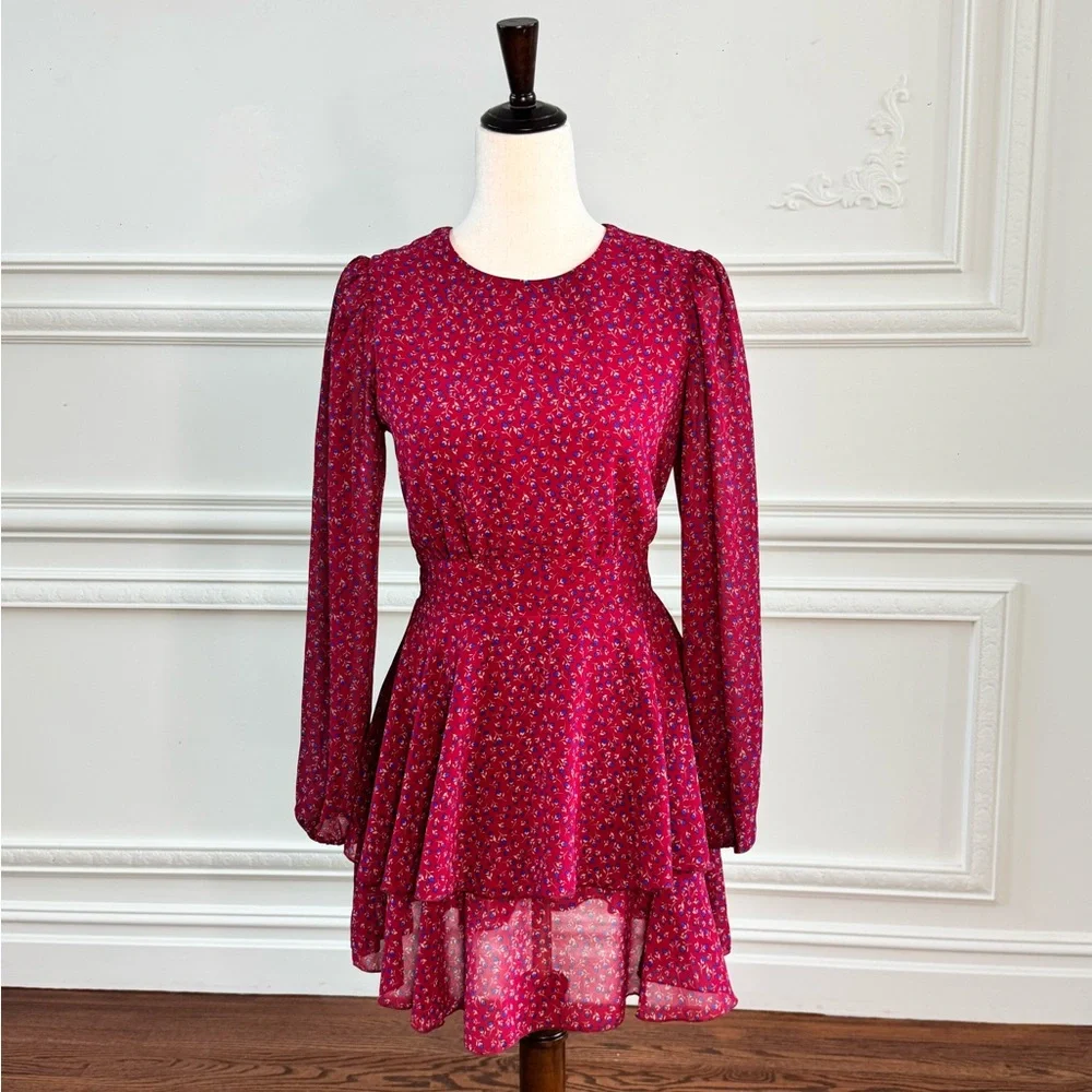 Elegant Pink Floral Women's Dress - Picture 2 of 4